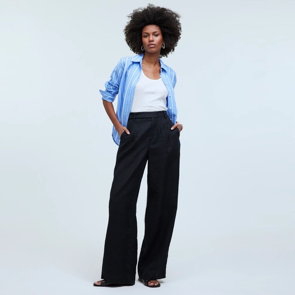 Madewell Pants - Madewell - The Harlow Wide-Leg Pant in 100% Linen - Black